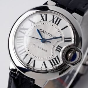 Cartier Ballon Bleu W6920085 White Dial Leather Quartz Movement Best Replica AF 33mm