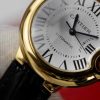 Cartier Ballon Bleu Yellow Gold White Dial Leather Replica 39mm