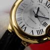Cartier Ballon Bleu Yellow Gold White Dial Leather Replica 39mm