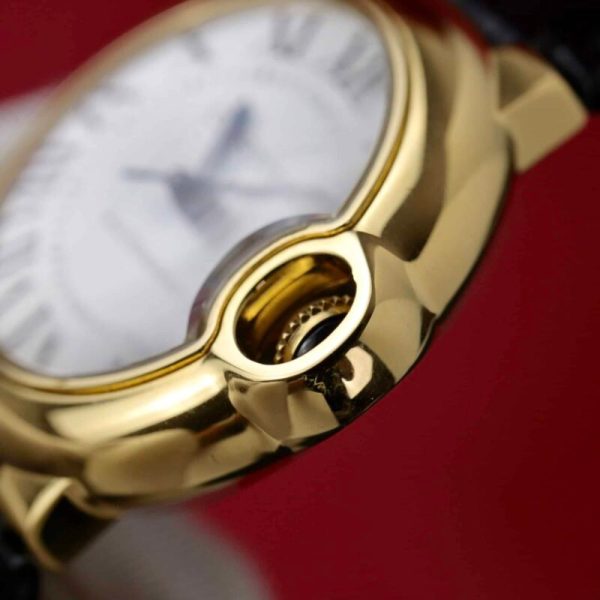 Cartier Ballon Bleu Yellow Gold White Dial Leather Replica 39mm