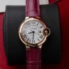 Cartier Ballon Bleu Rose Gold White Dial Pink Leather Replica 39mm
