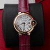 Cartier Ballon Bleu Rose Gold White Dial Pink Leather Replica 39mm