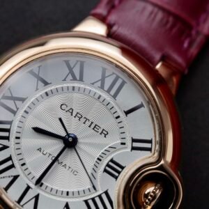 Cartier Ballon Bleu Rose Gold White Dial Pink Leather Replica 39mm