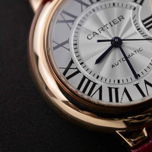 Cartier Ballon Bleu Rose Gold White Dial Pink Leather Replica 39mm