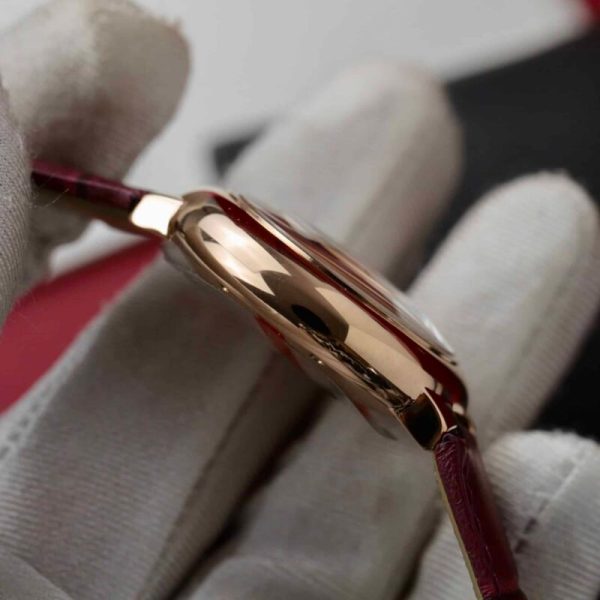 Cartier Ballon Bleu Rose Gold White Dial Pink Leather Replica 39mm