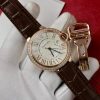 Cartier Ballon Bleu Rose Gold White Dial Diamond Bezel Leather Replica 42mm