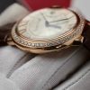 Cartier Ballon Bleu Rose Gold White Dial Diamond Bezel Leather Replica 42mm