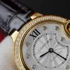 Cartier Ballon Bleu Yellow Gold Diamond Bezel Leather Replica 39mm