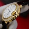 Cartier Ballon Bleu Yellow Gold Diamond Bezel Leather Replica 39mm