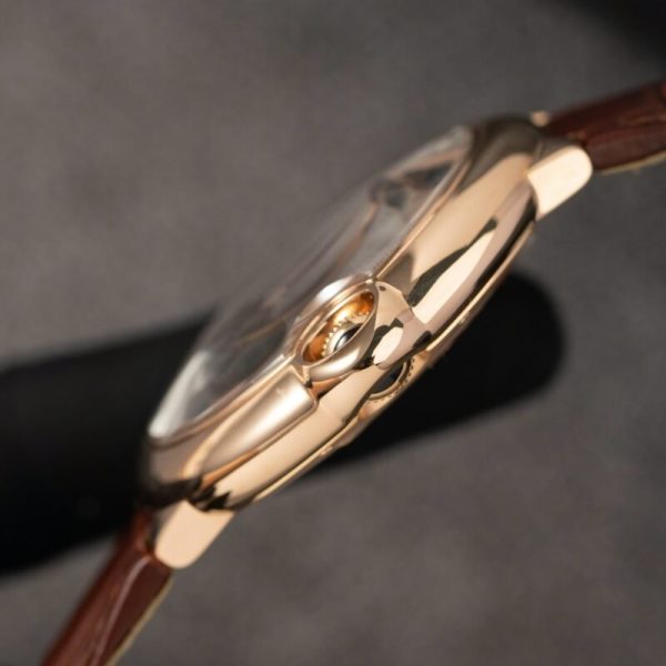 Cartier Ballon Bleu W6920037 Rose Gold Brown Dial Leather Strap Best Replica AF 42mm