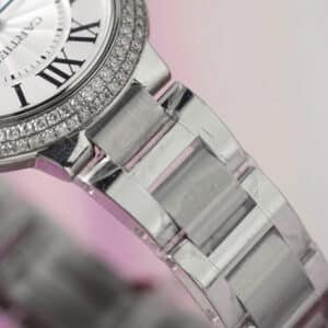Cartier Ballon Bleu WE902065 White Dial Custom Natural Diamond Bezel Best Replica 33mm