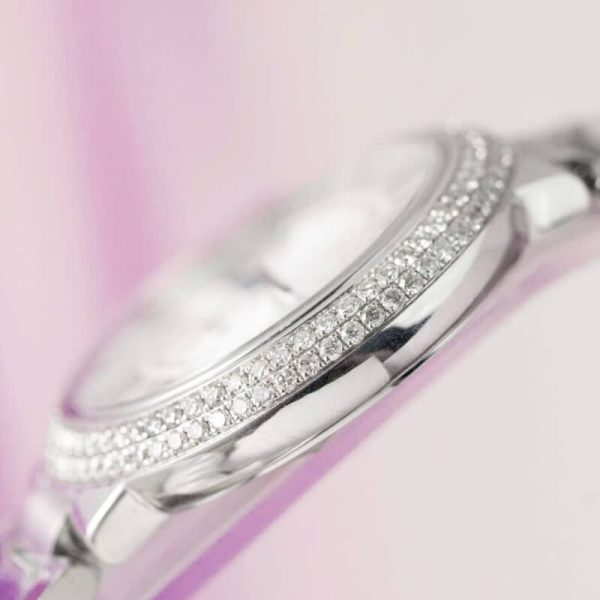 Cartier Ballon Bleu WE902065 White Dial Custom Natural Diamond Bezel Best Replica 33mm