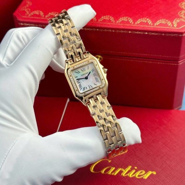 Cartier Panth??re Ladies Rose Gold MOP Dial Diamond Bezel Best Replica AF 27mm x 36mm