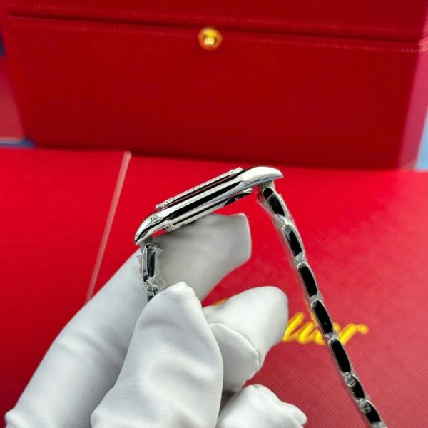 Cartier Panth??re Steel Ladies MOP Dial Diamond Bezel Best Replica AF 27mm x 36mm