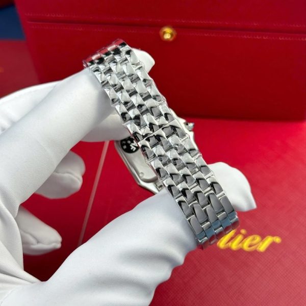 Cartier Panth??re Steel Ladies MOP Dial Diamond Bezel Best Replica AF 27mm x 36mm