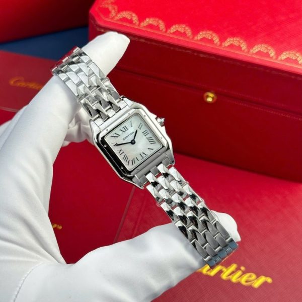 Cartier Panth??re Steel Ladies MOP Dial Best Replica AF 27mm x 36mm