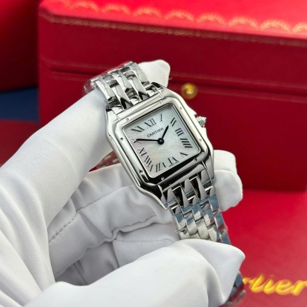 Cartier Panth??re Steel Ladies MOP Dial Best Replica AF 27mm x 36mm