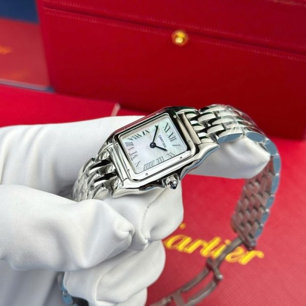 Cartier Panth??re Steel Ladies MOP Dial Best Replica AF 27mm x 36mm