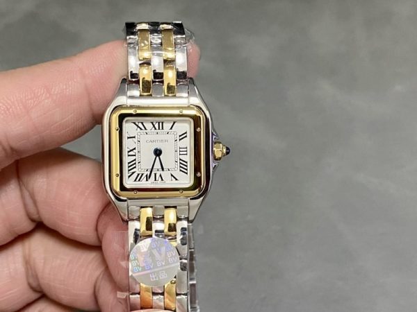 Cartier Panth??re de Cartier Small Model Two Tone Yellow Gold White Dial Best Replica BVF 23mm x 30mm