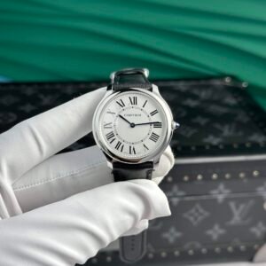 Cartier Ronde Must WSRN0031 White Dial Leather Best Replica AF 36mm