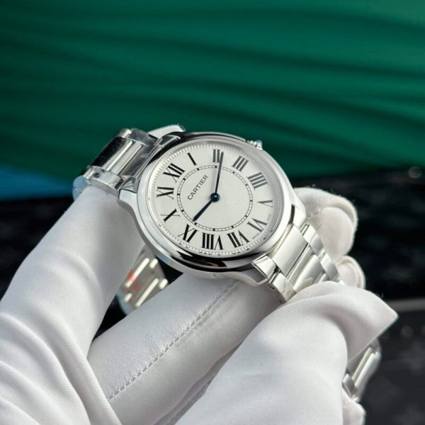 Cartier Ronde Must White Dial Steel Bracelet Best Replica AF 36mm