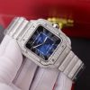 Cartier Santos Blue Dial Custom Moissanite Case Large Model Best Replica BVF 39.8mm