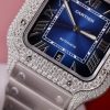 Cartier Santos Blue Dial Custom Moissanite Case Large Model Best Replica BVF 39.8mm
