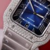 Cartier Santos Blue Dial Custom Moissanite Case Large Model Best Replica BVF 39.8mm