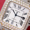 Cartier Santos White Dial Two Tone Large Model Iced Out Moissanite 39.8mm