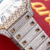 Cartier Santos White Dial Two Tone Large Model Iced Out Moissanite 39.8mm