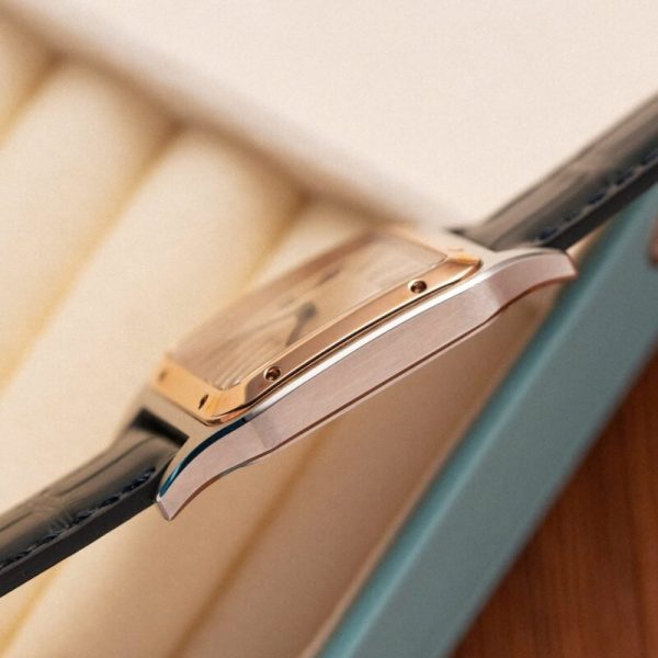 Cartier Santos Dumont CRW2SA0011 Two Tone Silver Dial Leather Strap Replica BVF 38mm x 27.5mm