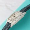 Cartier Santos Dumont Steel Silver Dial Custom Moissanite Case Leather Strap Replica BVF 38mm x 27.5mm