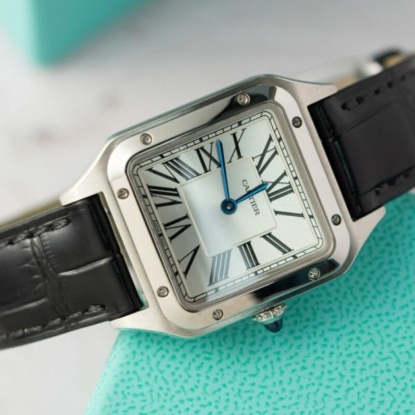 Cartier Santos Dumont WSSA0023 Steel Silver Dial Leather Strap Replica BVF 38mm x 27.5mm