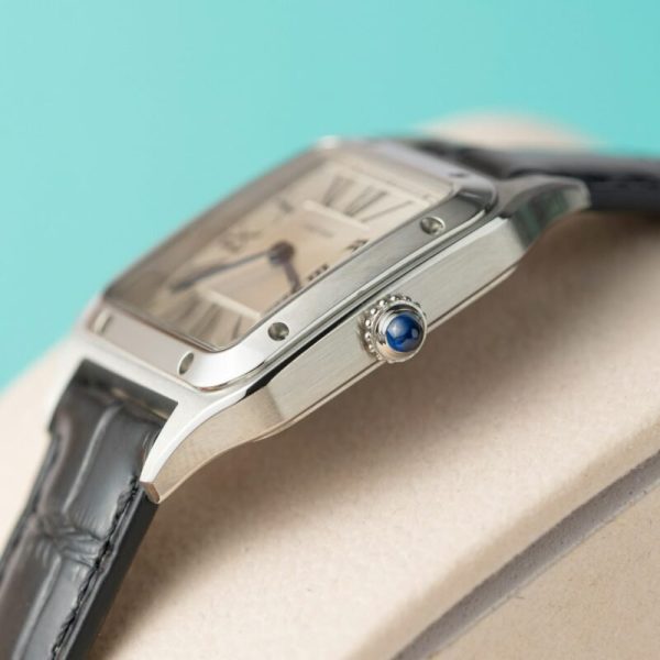 Cartier Santos Dumont WSSA0023 Steel Silver Dial Leather Strap Replica BVF 38mm x 27.5mm