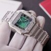 Cartier Santos Green Dial Large Model Custom Moissanite Bezel Best Clone BVF 39.8mm