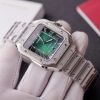 Cartier Santos Green Dial Large Model Custom Moissanite Bezel Best Clone BVF 39.8mm