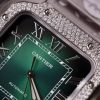 Cartier Santos Green Dial Large Model Custom Moissanite Bezel Best Clone BVF 39.8mm