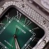 Cartier Santos Green Dial Large Model Custom Moissanite Bezel Best Clone BVF 39.8mm