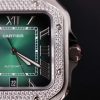 Cartier Santos Green Dial Large Model Custom Moissanite Bezel Best Clone BVF 39.8mm