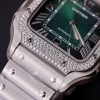 Cartier Santos Green Dial Large Model Custom Moissanite Bezel Best Clone BVF 39.8mm