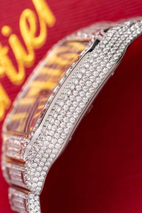 Cartier Santos Iced Out VVS1 Clarity Moissanite Large Model Best Replica 39.8mm