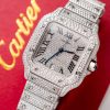 Cartier Santos Iced Out VVS1 Clarity Moissanite Large Model Best Replica 39.8mm