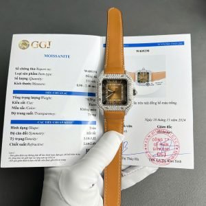 Cartier Santos Large Model Brown Dial Custom Moissanite Case Best Replica 39.8mm