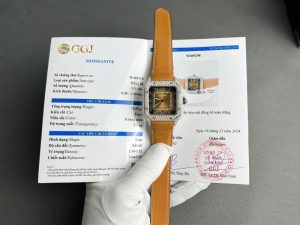 Cartier Santos Large Model Brown Dial Custom Moissanite Case Best Replica 39.8mm