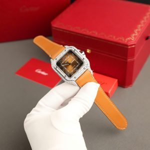 Cartier Santos Large Model Brown Dial Custom Moissanite Case Best Replica 39.8mm