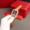 Cartier Santos Large Model Brown Dial Custom Moissanite Case Best Replica 39.8mm