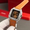 Cartier Santos Large Model Brown Dial Custom Moissanite Case Best Replica 39.8mm