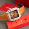 Cartier Santos Large Model Brown Dial Custom Moissanite Case Best Replica 39.8mm