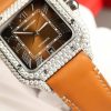 Cartier Santos Large Model Brown Dial Custom Moissanite Case Best Replica 39.8mm