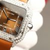 Cartier Santos Large Model Brown Dial Custom Moissanite Case Best Replica 39.8mm